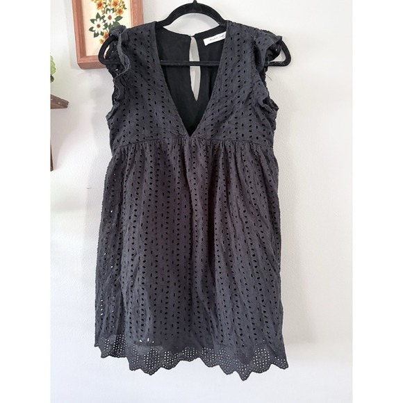 Mustard Seed Pants - Dress Romper Eyelet Black Cottagecore Minimal Cotton Women's‎ Small